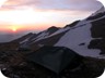 Sunrise at our camp. Temperatures fell to below zero.